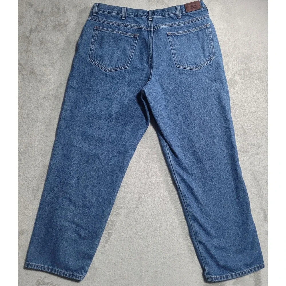 L.L.Bean Relaxed Fit Flannel Lined Jeans Mens 38x30 Blue Med Wash Denim Cotton